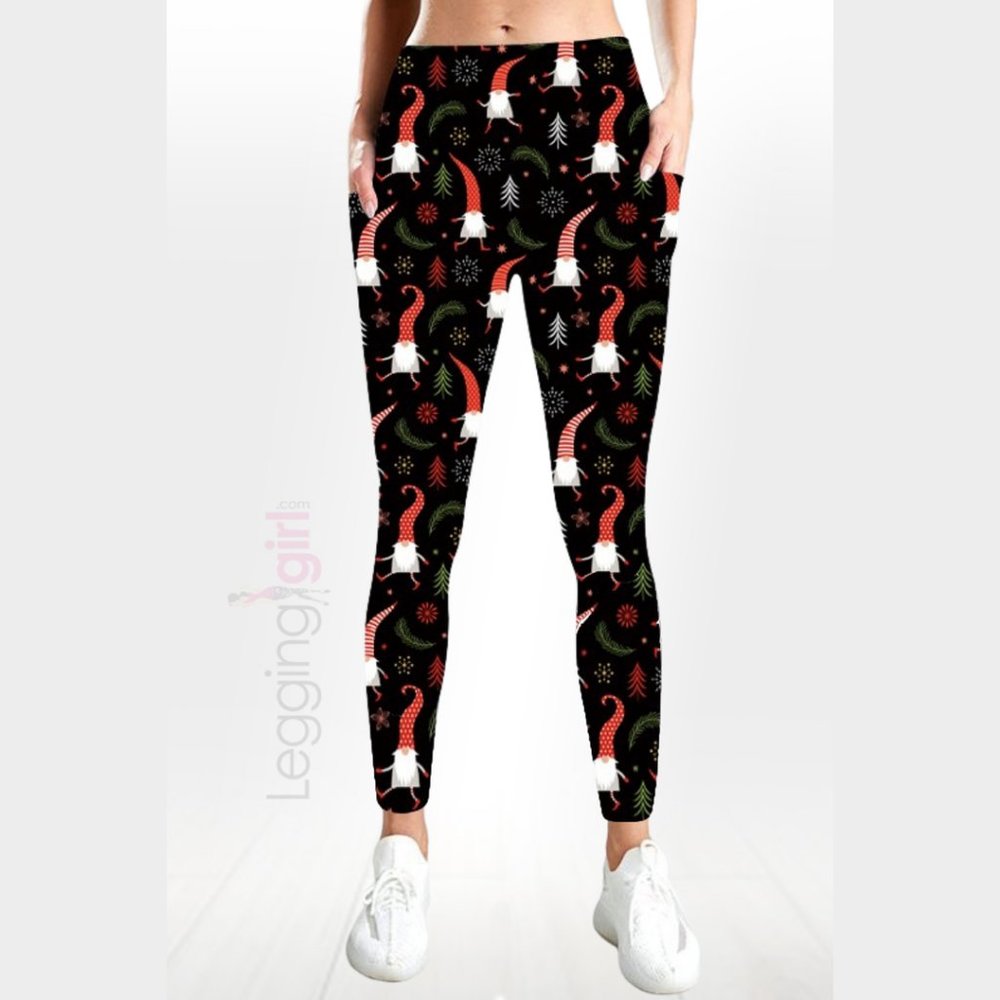 Holiday Gnomes - Two Pockets - Wide Band Christmas Buttesoft Leggings Super Plus